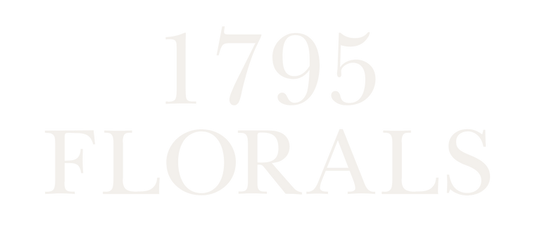 A very pale off-white serif logo reading '1795 FLORALS' centered on a solid white background. 1795 Florals Logo. Farmer florist in Wilton, CT